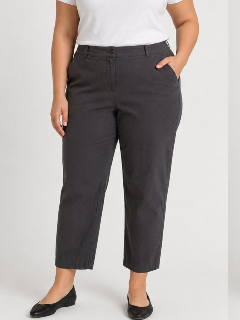 Jones New York Signature Stretch Pants Women’s Size 14 Gray Pull-On Ankle Dress